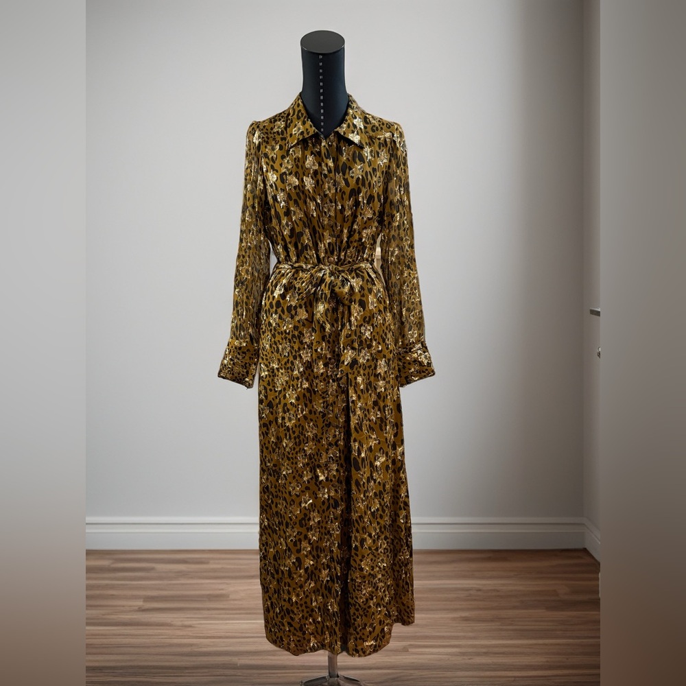 Elegant Long Sleeve Leopard and Stars Dress